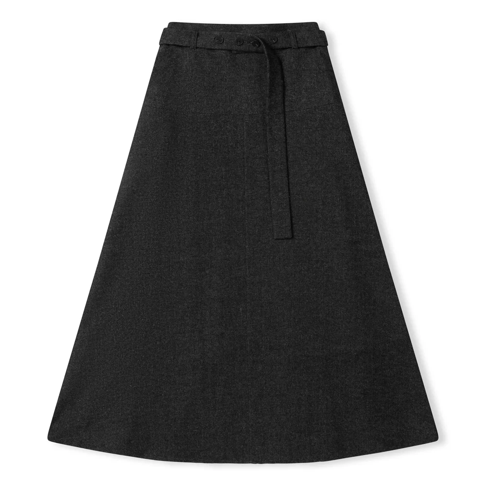 clementine belted skirt_charcoal gray