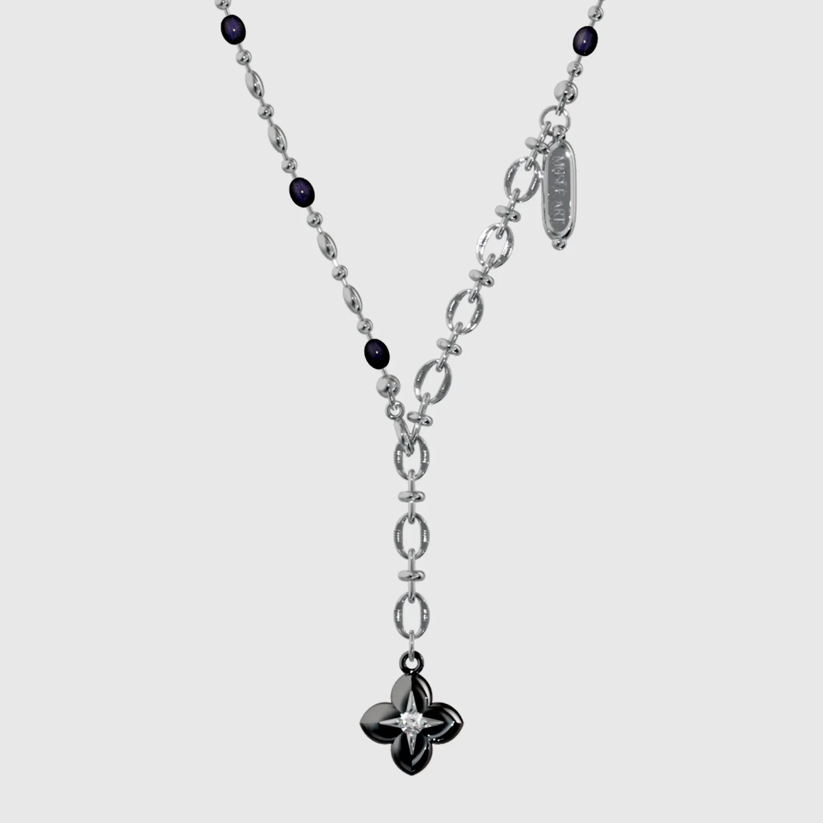 哥德 花卉 星星 垂肩 Necklace
