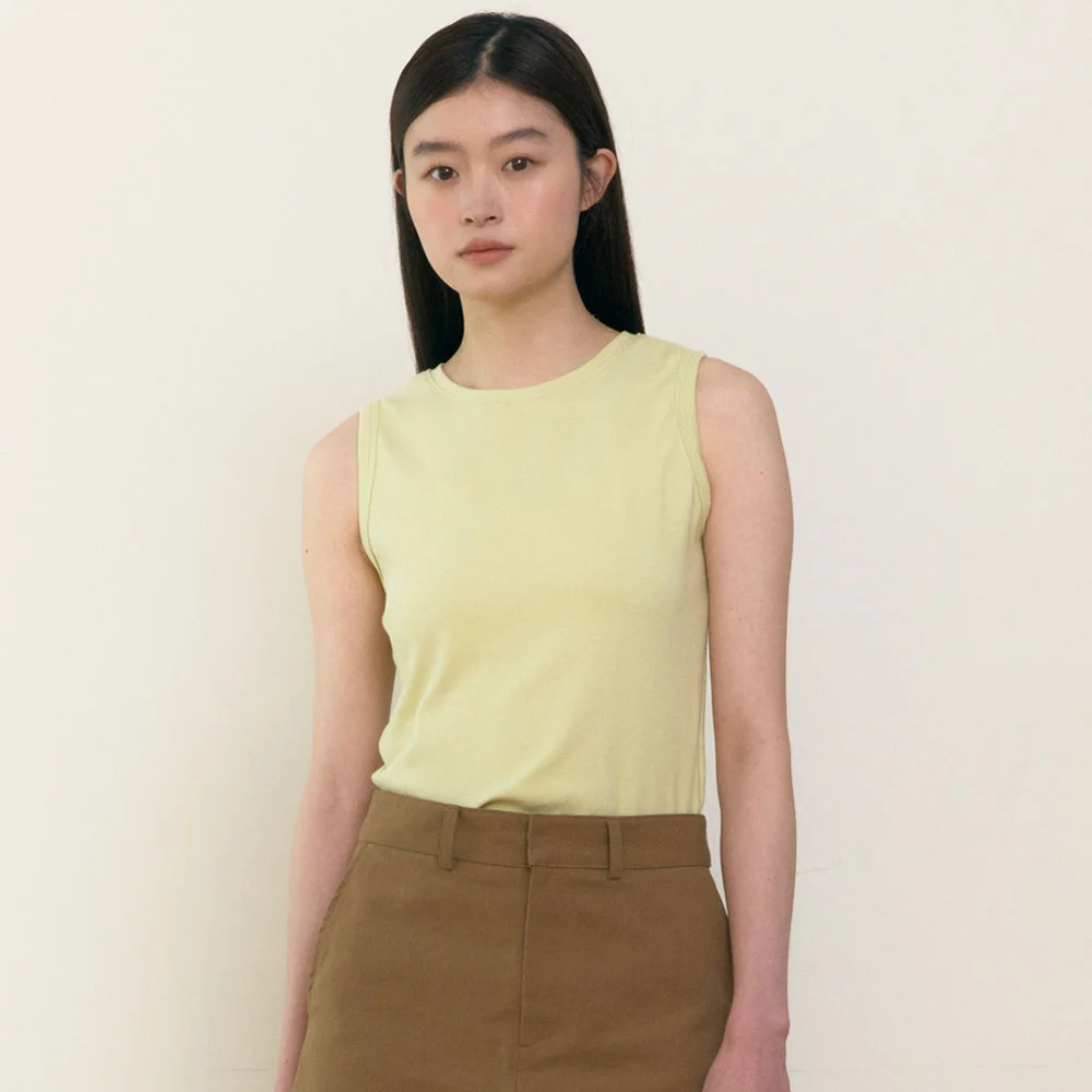 Soft sleeveless Top (Yellow Green)