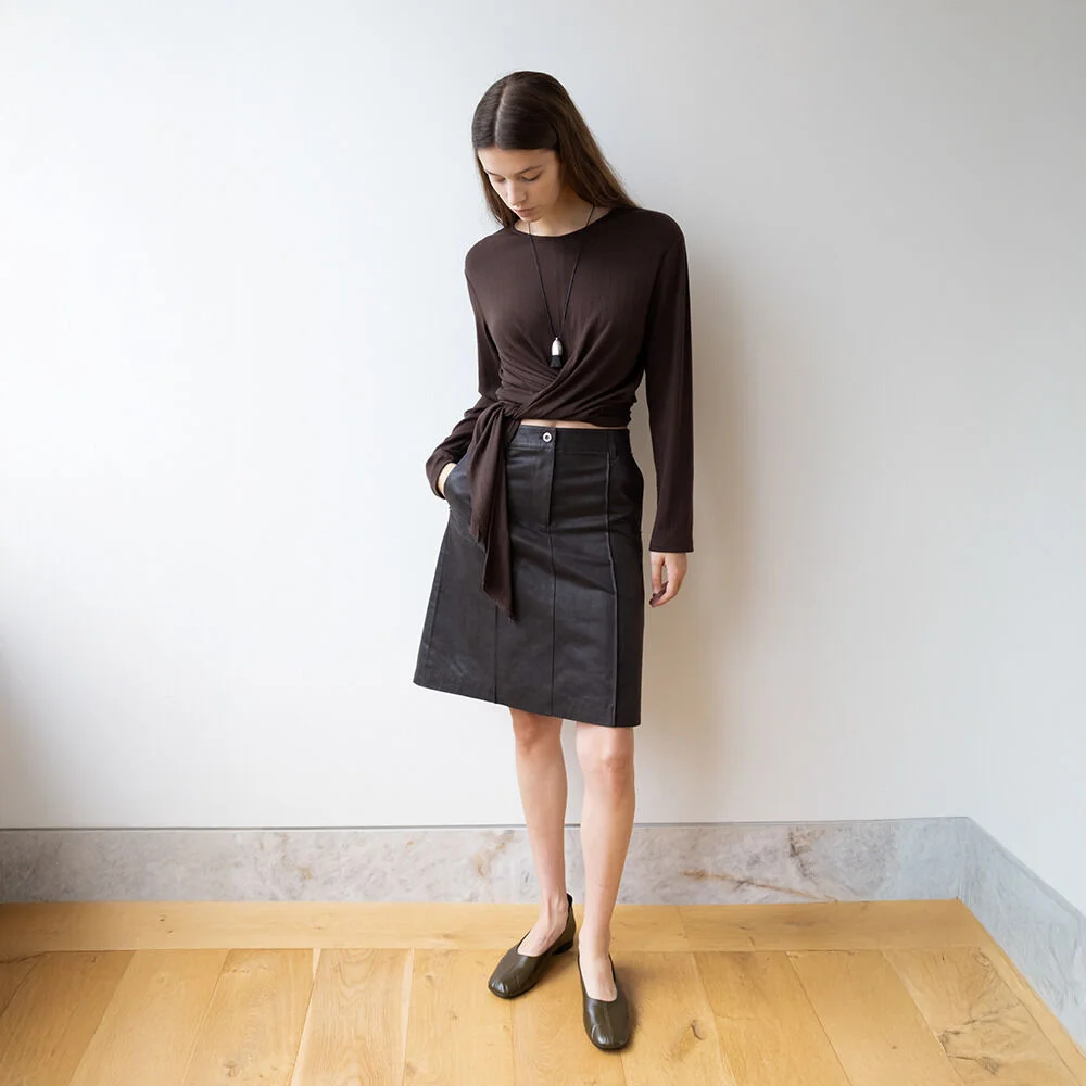 Midi-length Leather Skirt S911_94