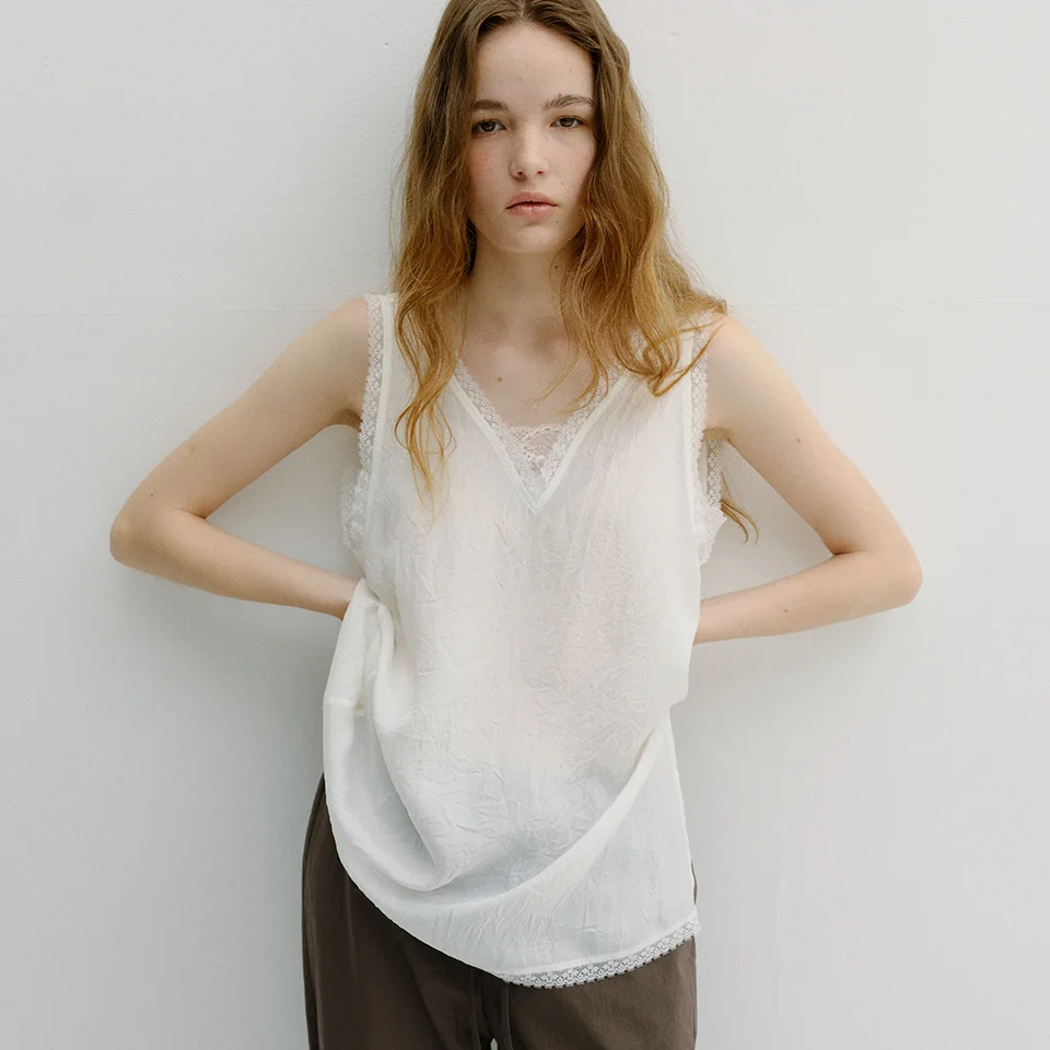 lace sleeveless long top (ivory)