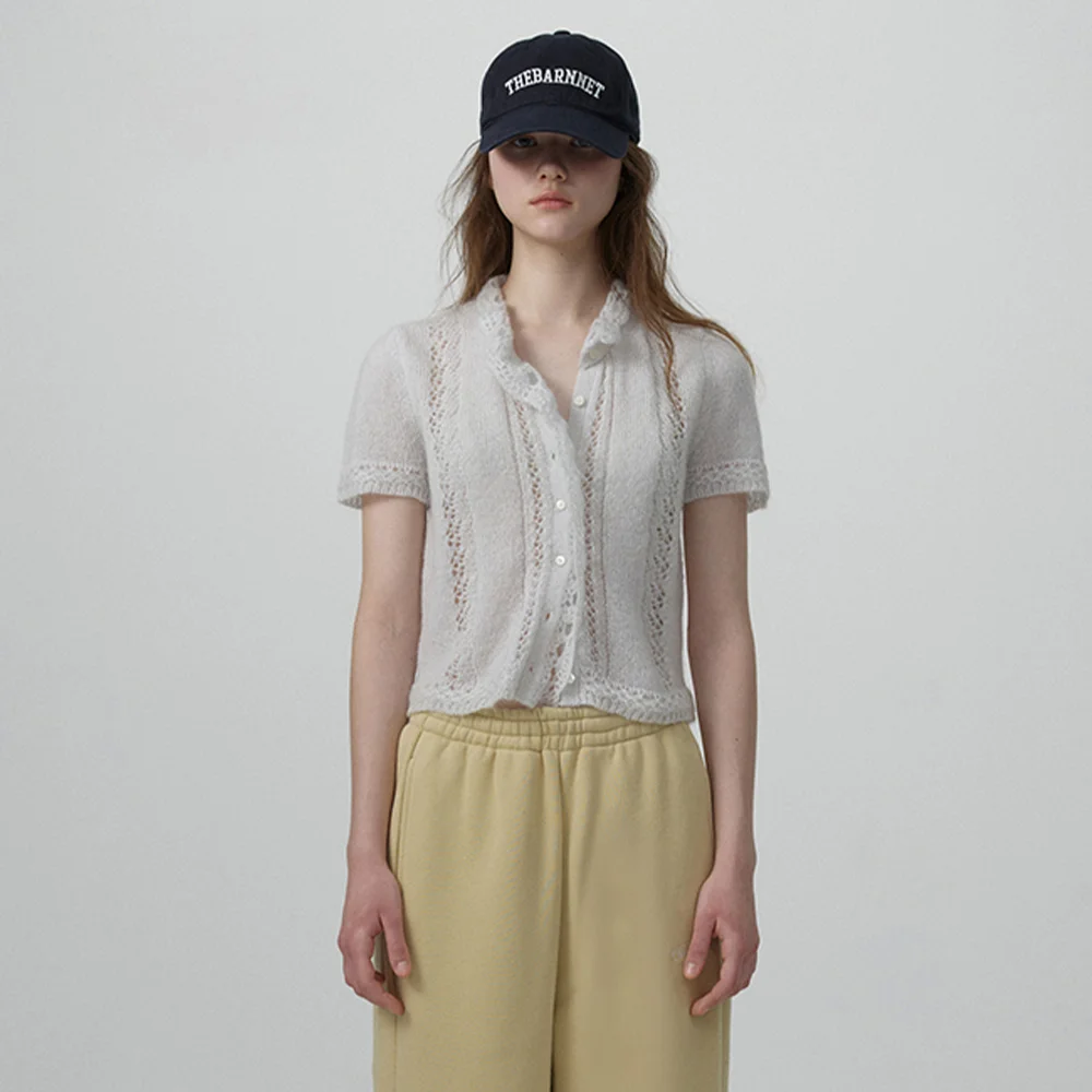 Hale Frill Mohair Half Cardigan_Light Blue