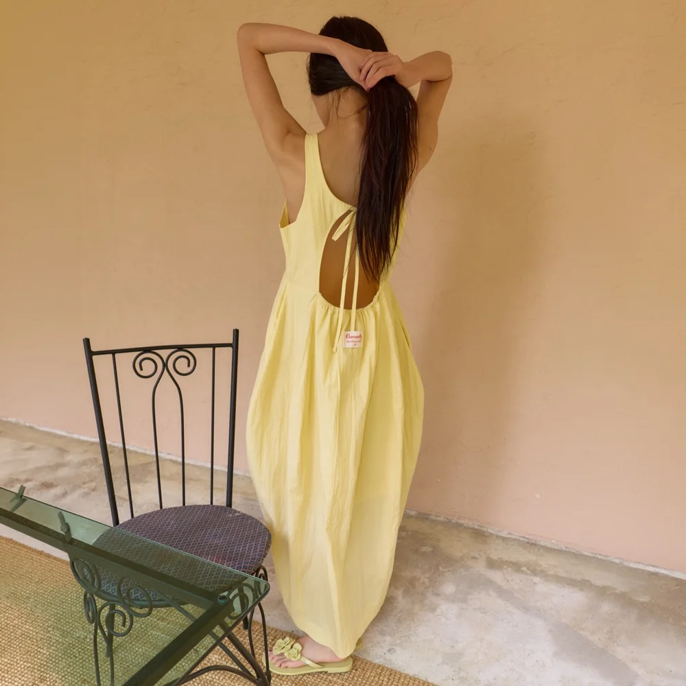 Solenne Ballon Dress / Lemon