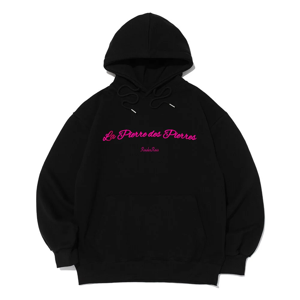 La Pierre 字母印花 連帽T恤 (黑色)