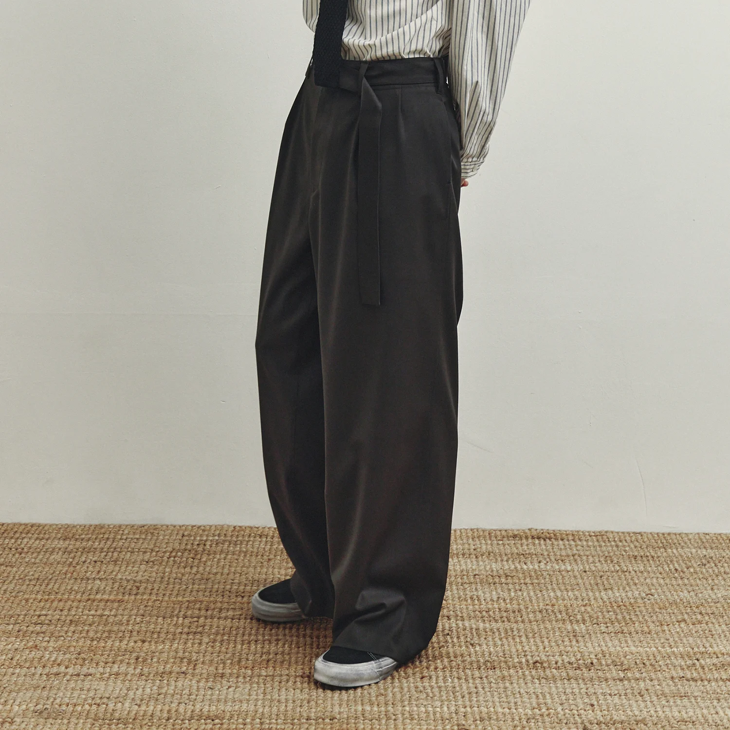 Belted Trousers - Charcoal Grey
