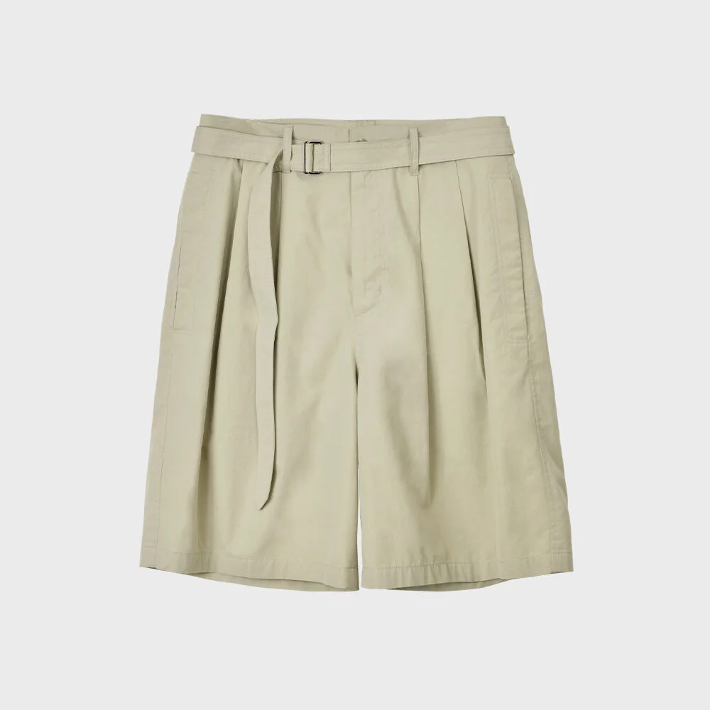Belted Half Pants, Light Beige