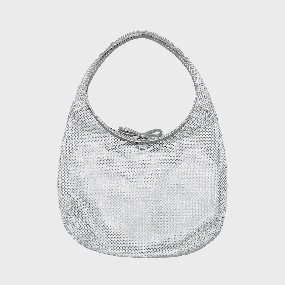 網布 Hobo Bag 淺灰色