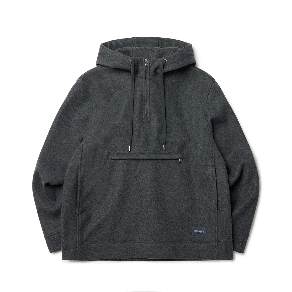 WOOL HALF ZIP HOODY - DGREY (P233UTS236)