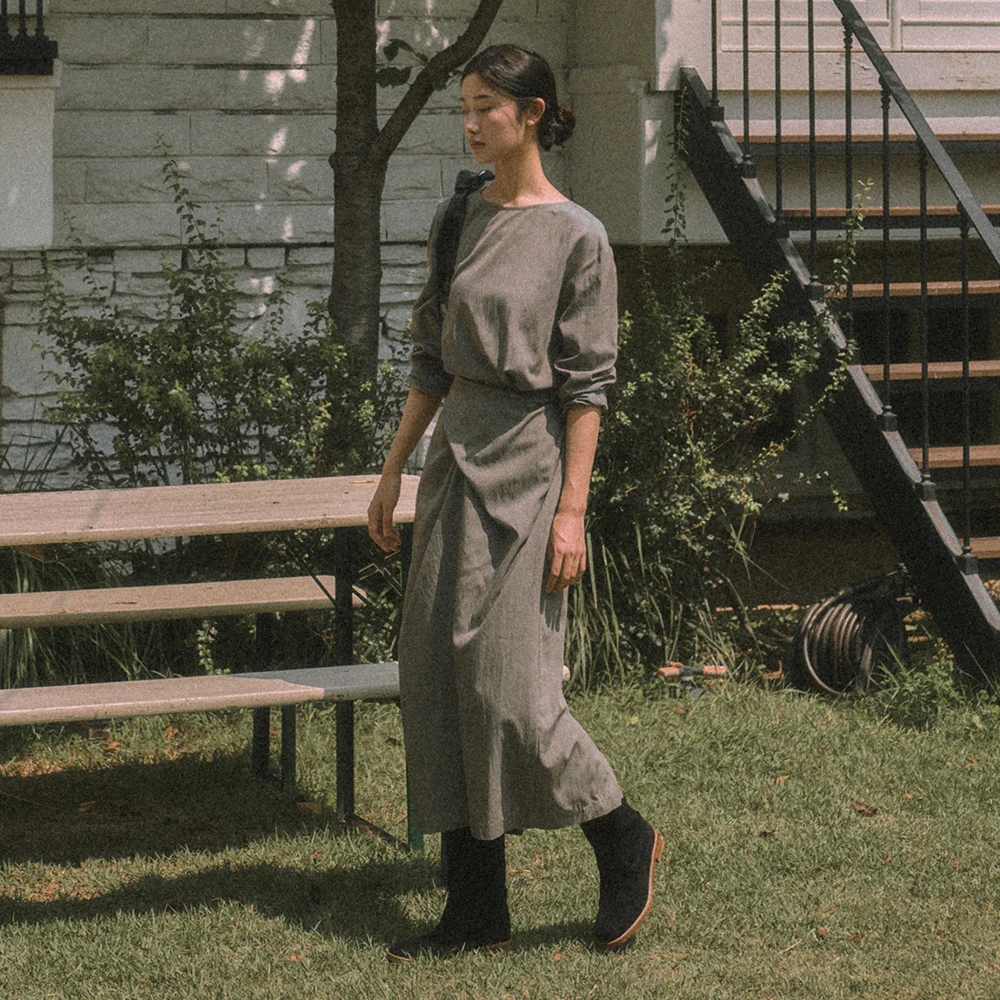DERPI TWIST STRAP DRESS_KHAKI