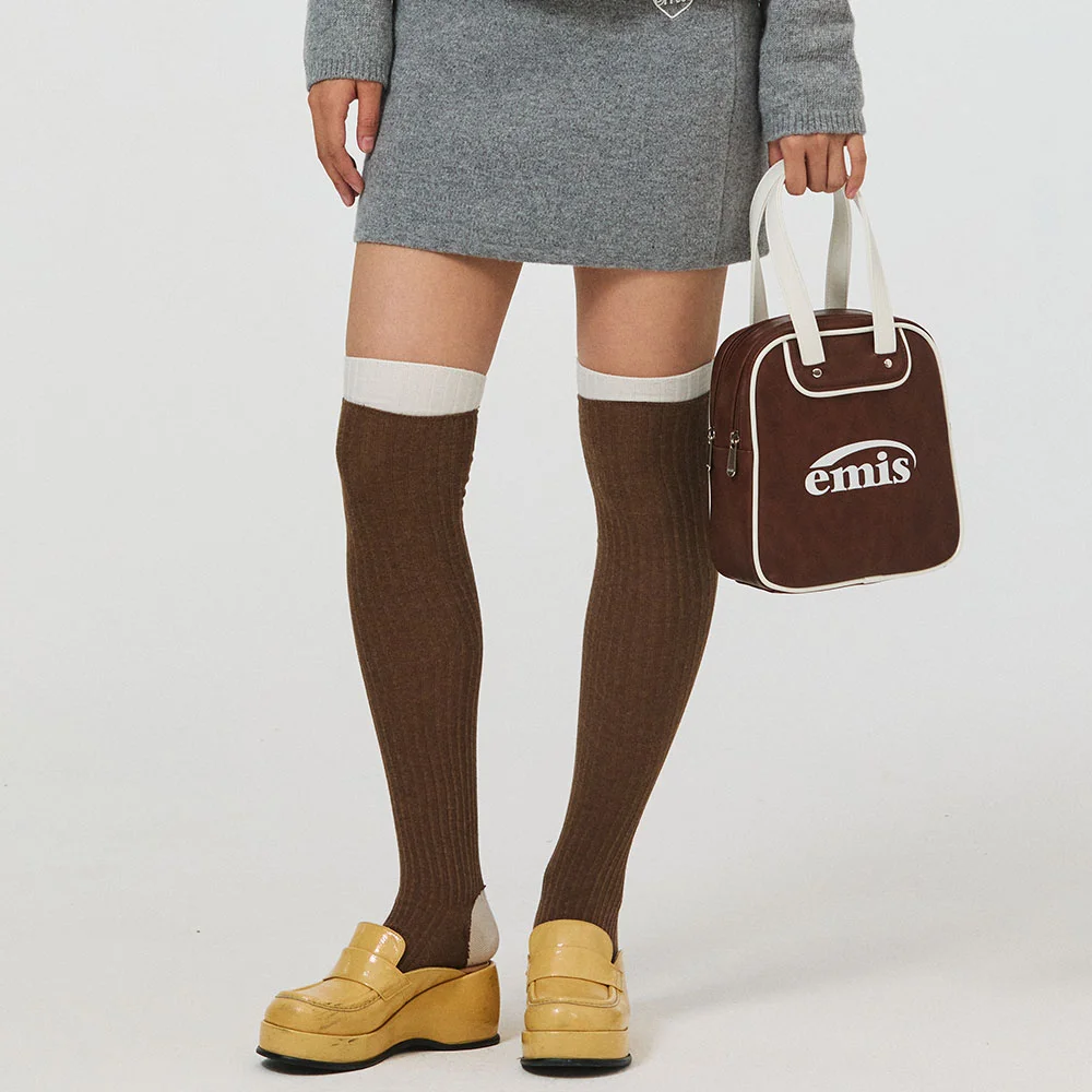 VINTAGE SQUARE BOWLING BAG-BROWN
