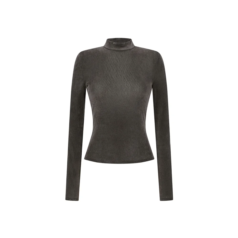 Mock neck top, Brown