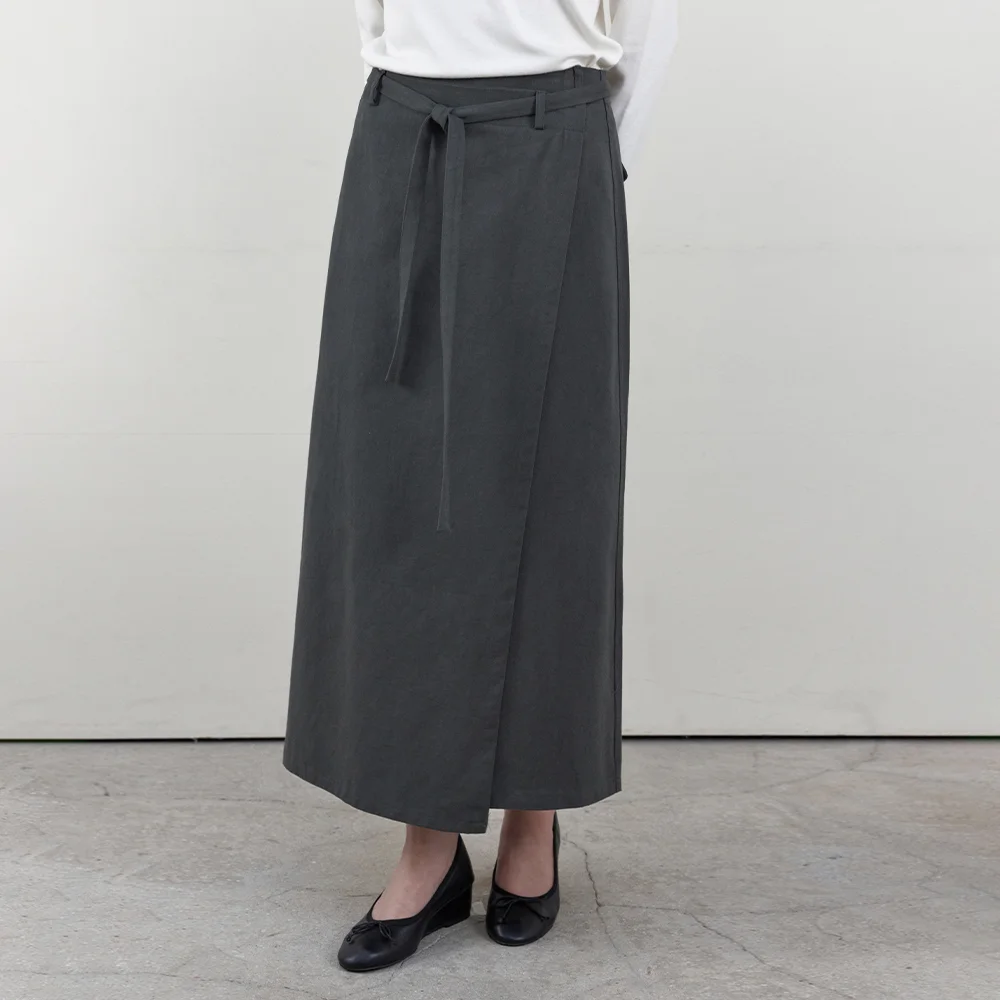 Vintage Washed Wrap Skirt_VINTAGE KHAKI(WB6SK06)
