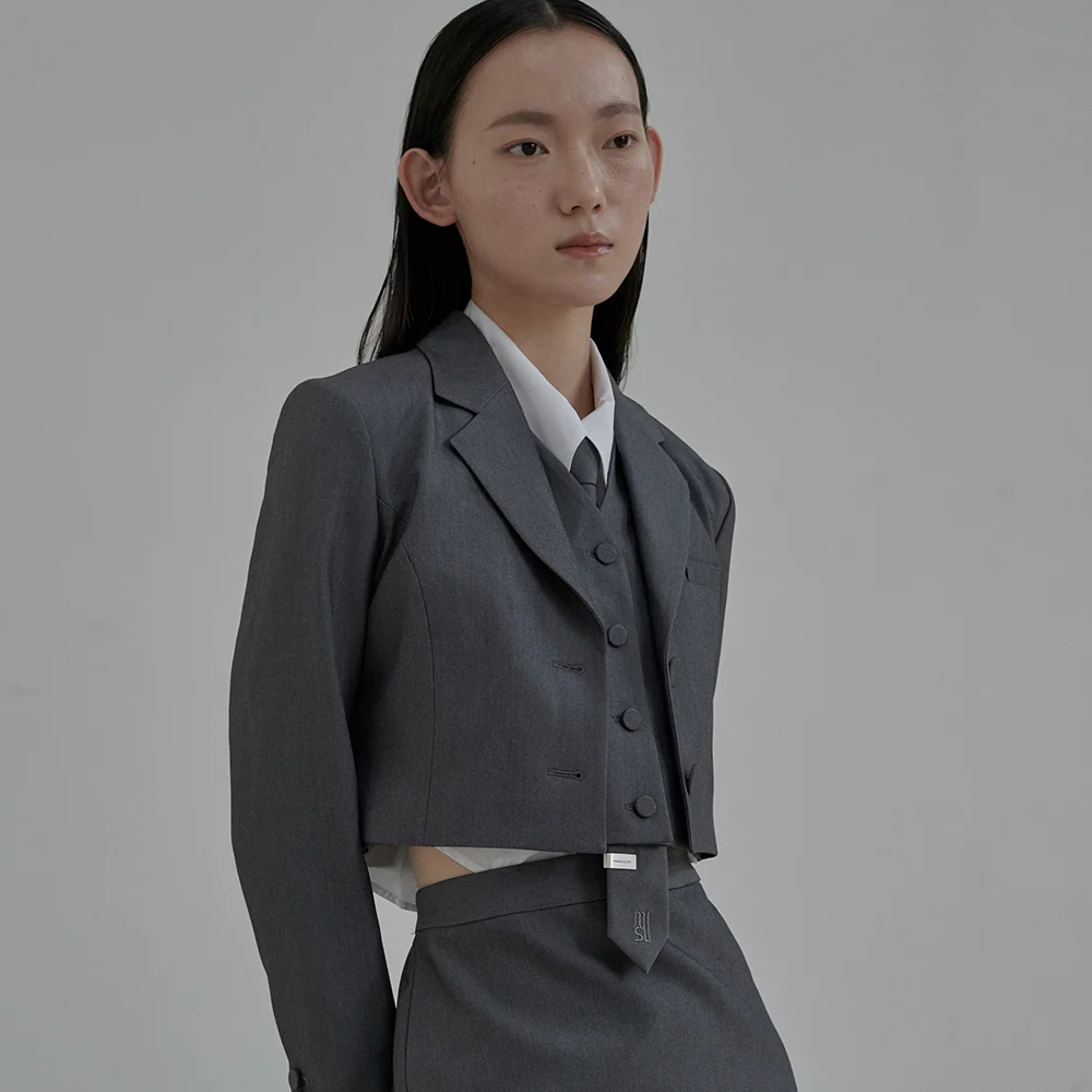 Hugh Cropped Vest - Grey