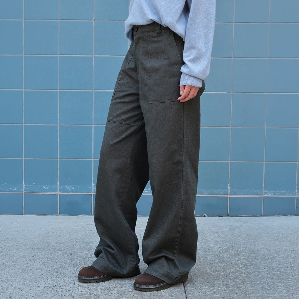 Boder Washed Cotton Pants - Khaki Brown