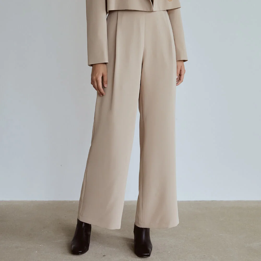 Pintuck wide Slacks (beige)