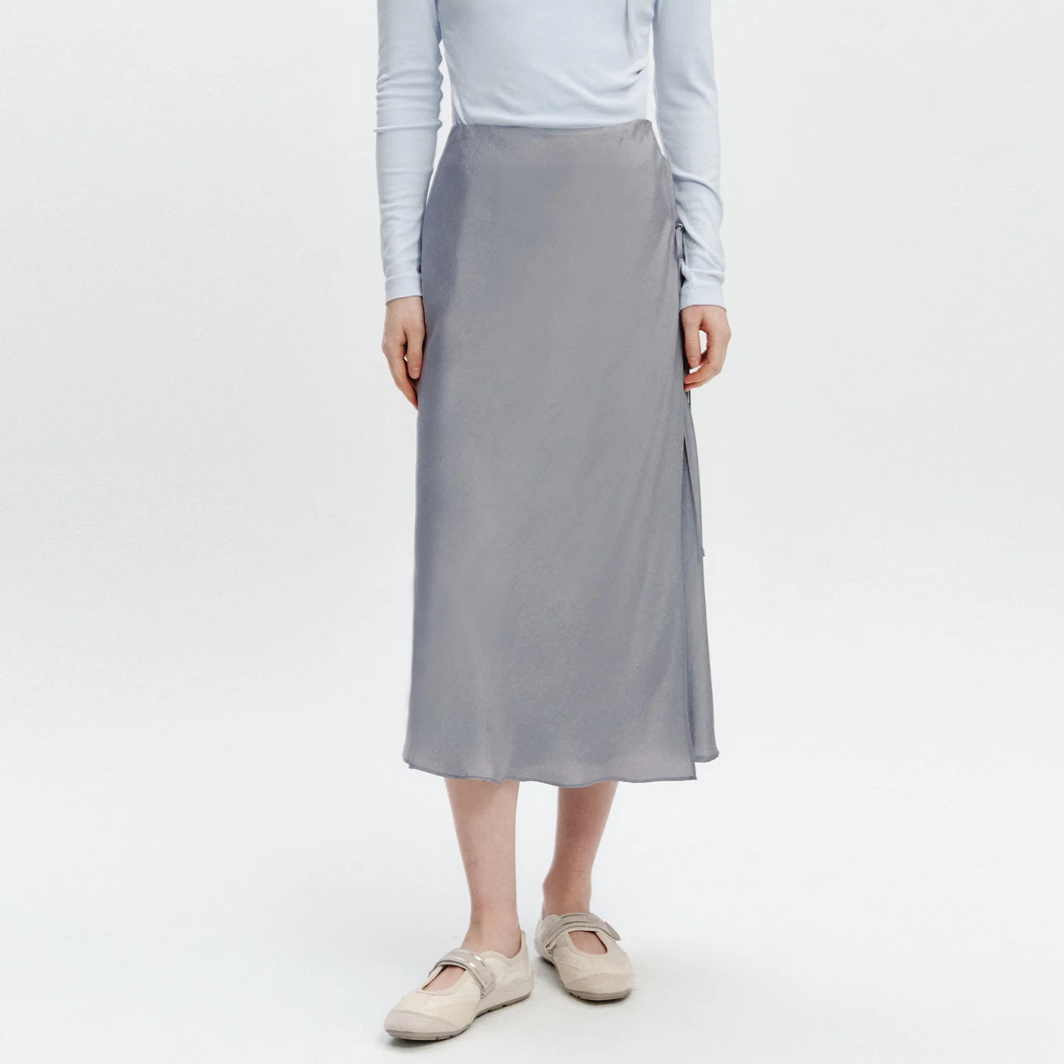 Layered Strap Wrap Skirt GRAY