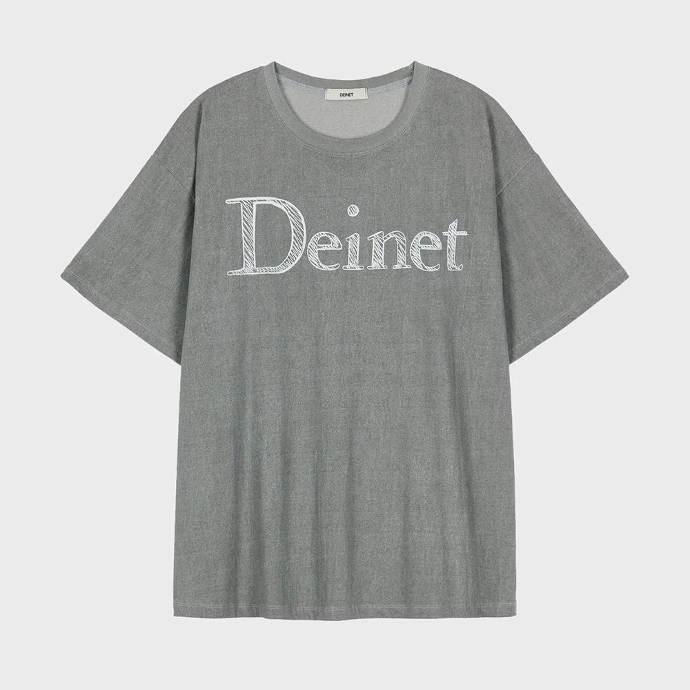 DEINET LETTERING T-SHIRTS IN CHARCOAL
