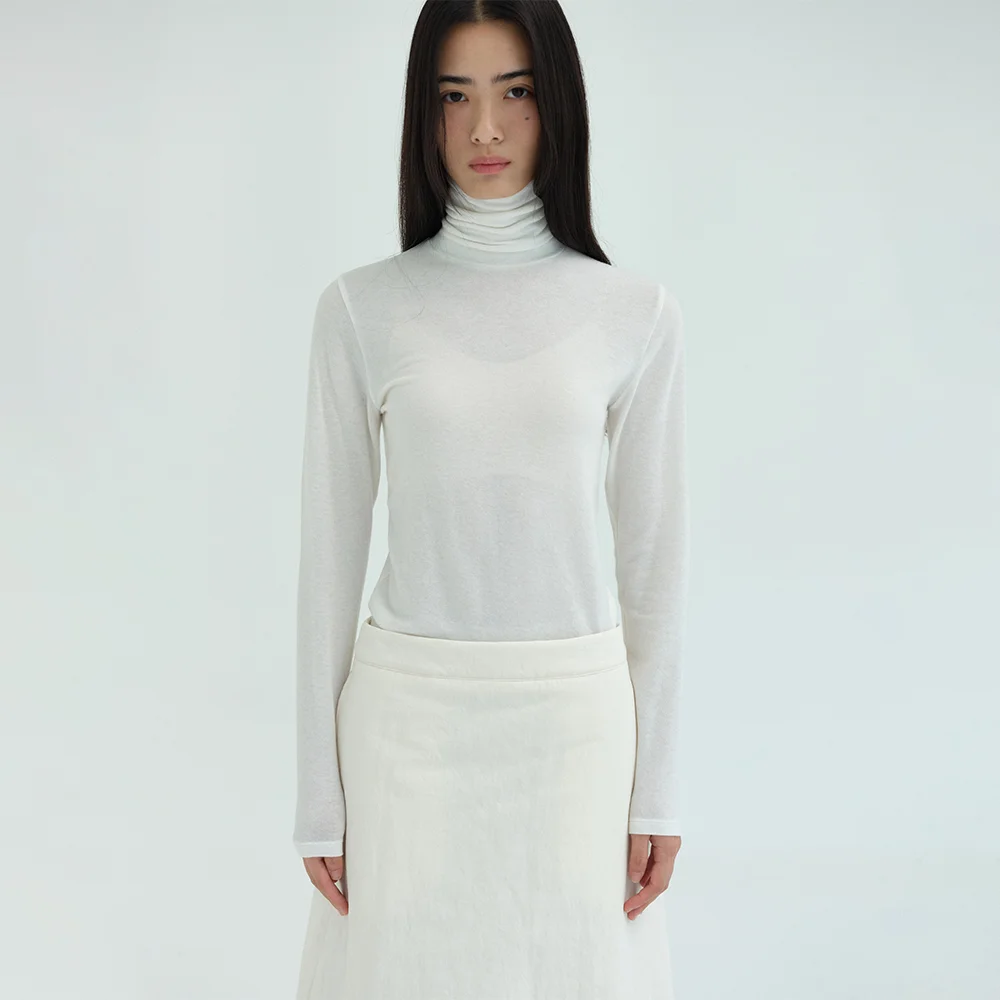 Wool Tencel Turtle-neck Top_3color
