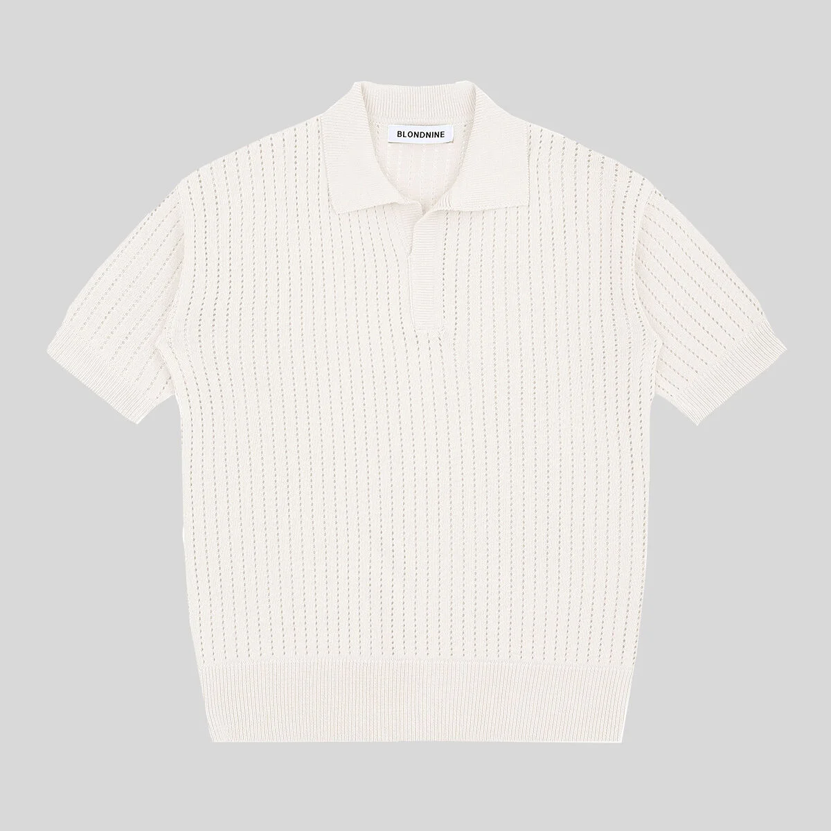 OPEN COLLAR PUNCHING KNIT_IVORY