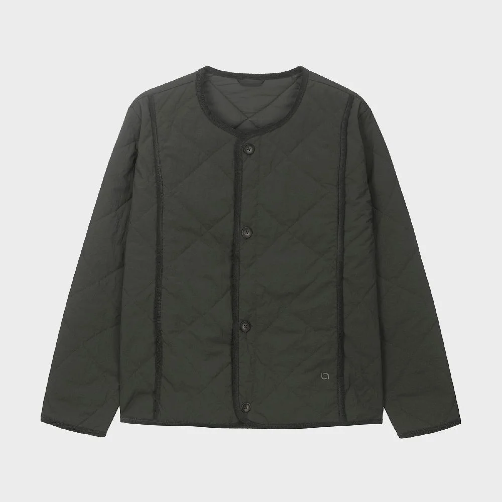 舒適 絎縫 羽絨外套 開襟外套 Charcoal Brown