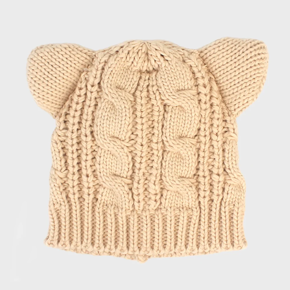 Bear Twist Knit Beige Beanie 小熊冷帽