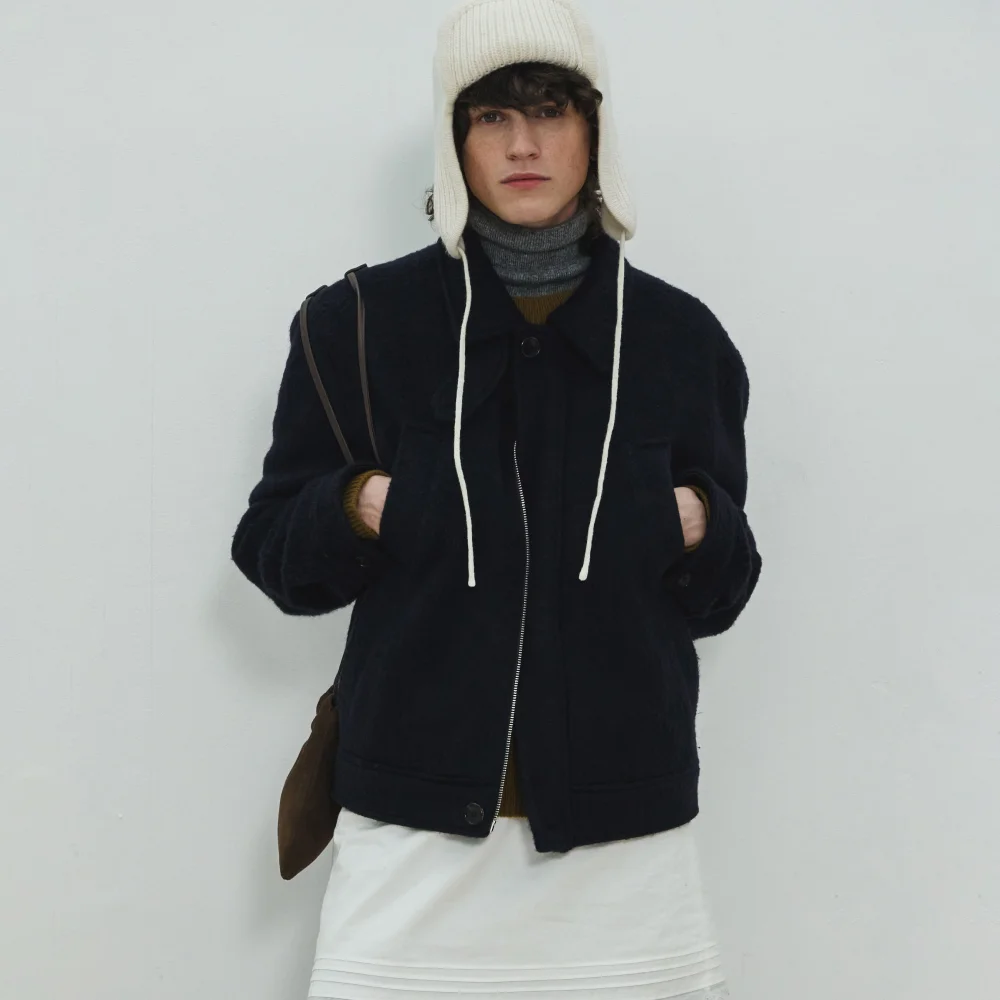 UNISEX, 4 Pocket Wool Blouson / Navy