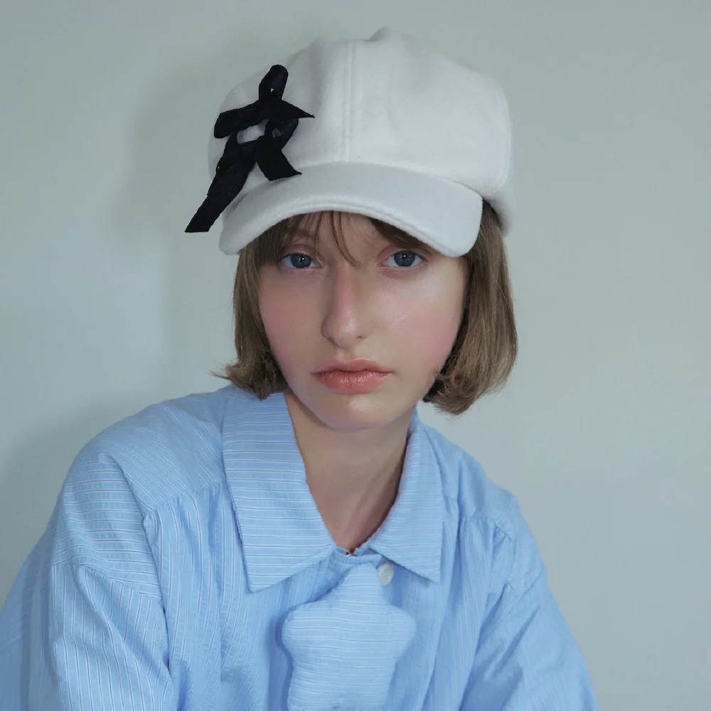 DOUBLE BOW MARGOT HAT IN CREAM