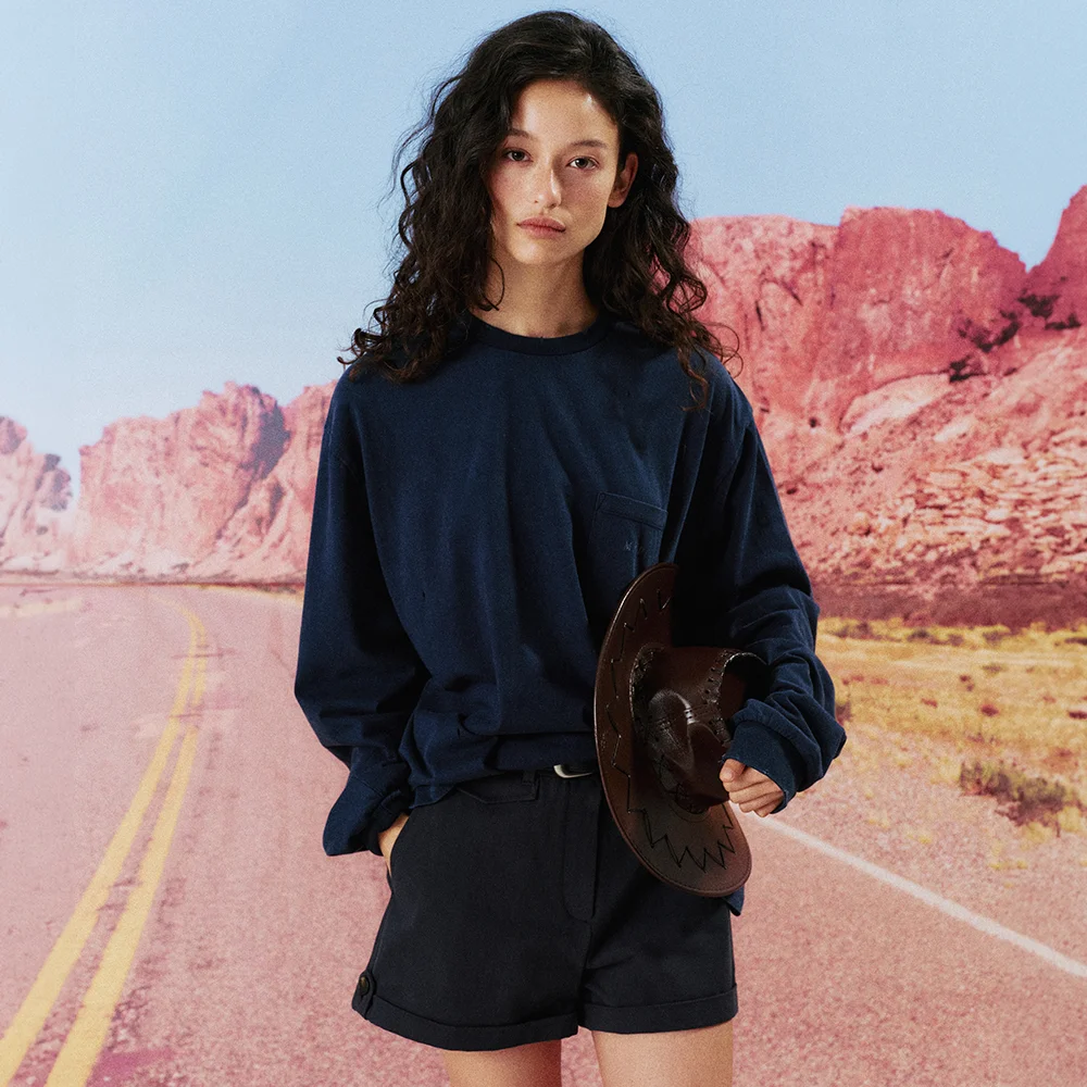 DUST WASHED OVER FIT TEE_NAVY