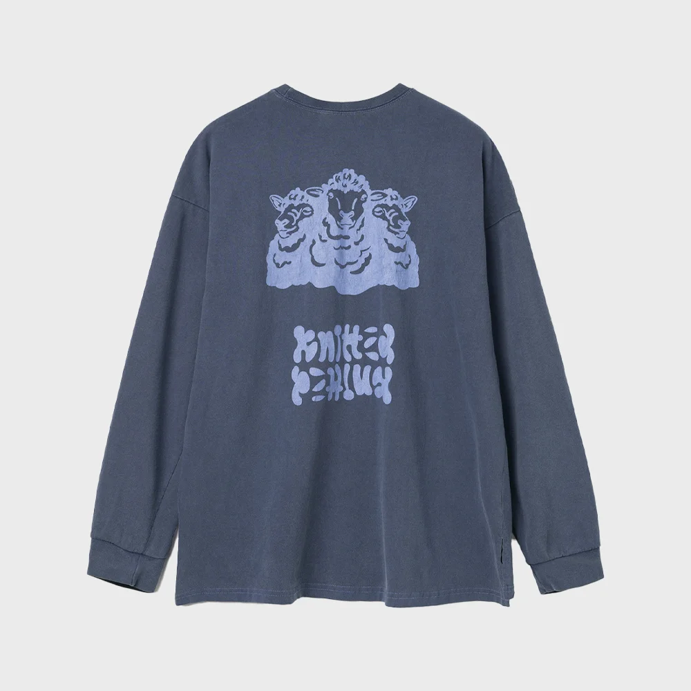 Pigment 長 衣袖 T恤 WASHING BLUE