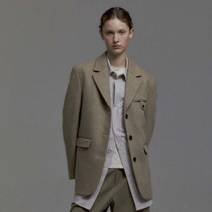 Wool Single-Breasted Jacket(Beige)