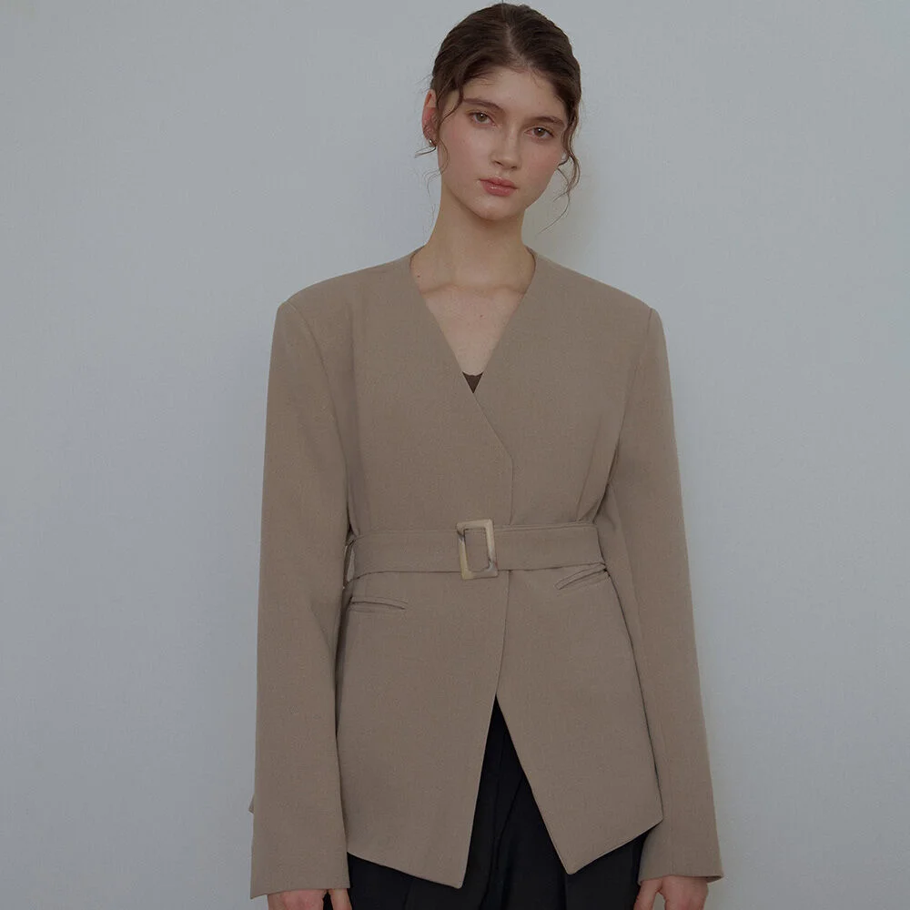 V-neck Belt Jacket