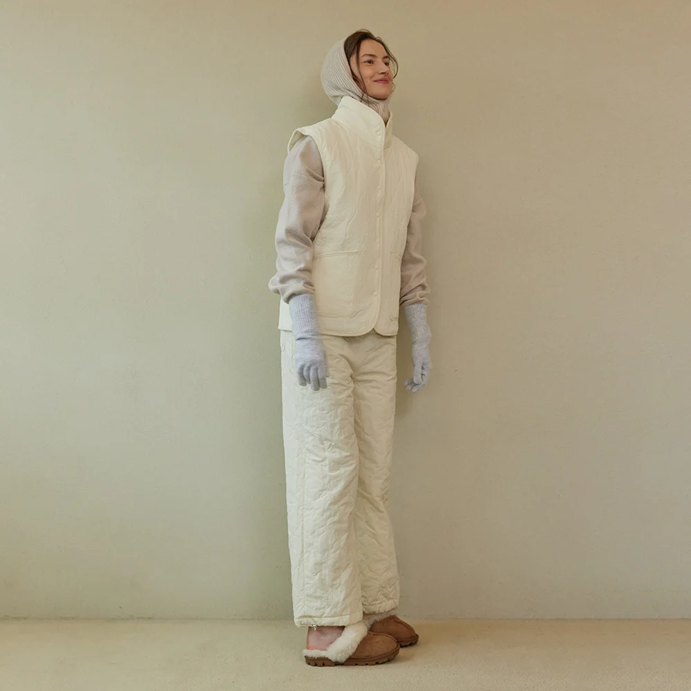 QUILTING PADDING VEST_ivory