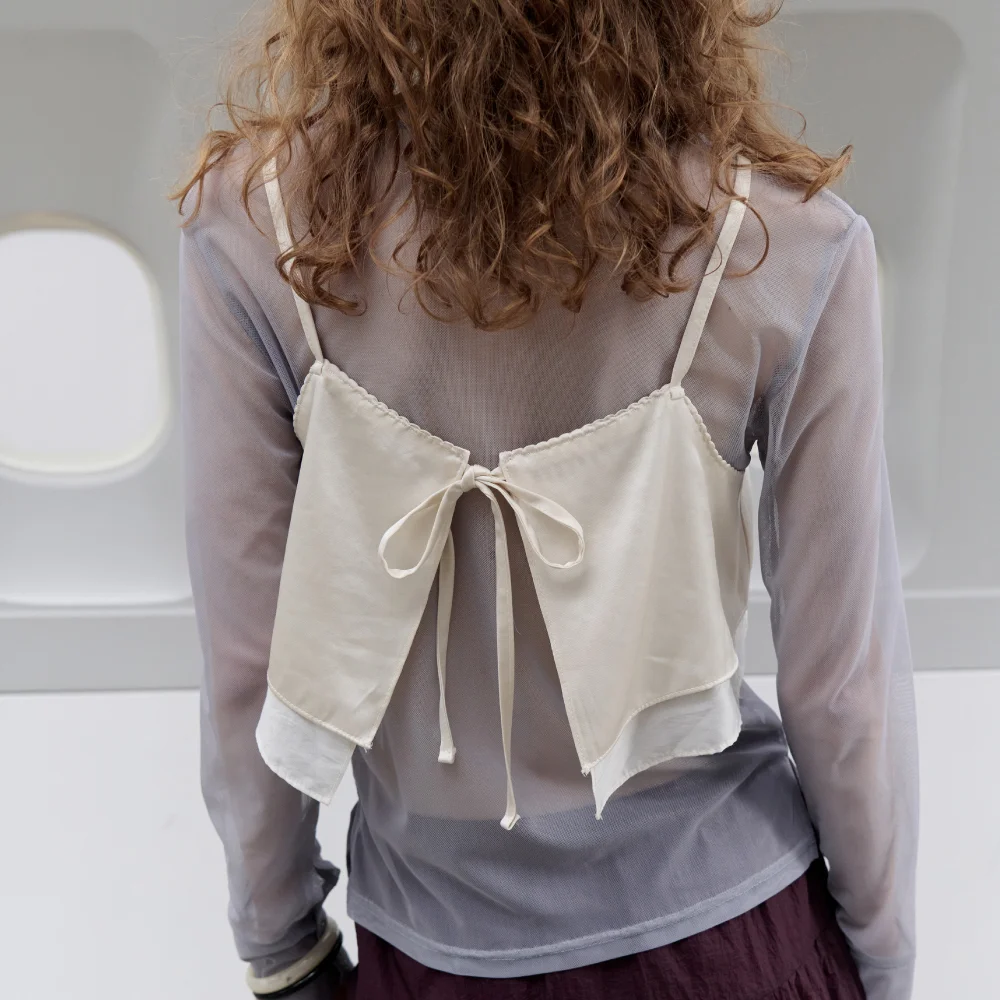 Satin Strap Bustier Top (Cream)