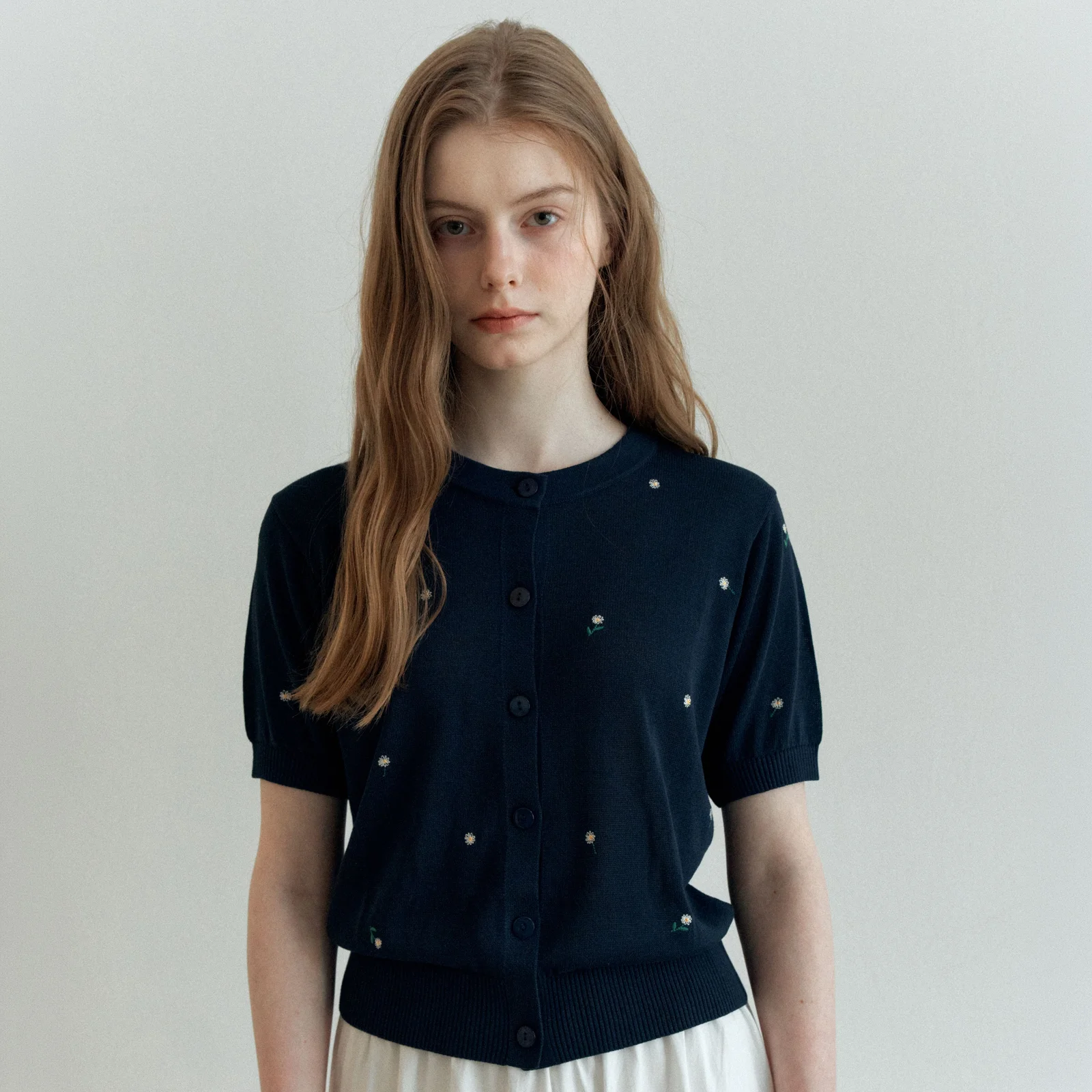 BLOOM STITCH CARDIGAN_NAVY