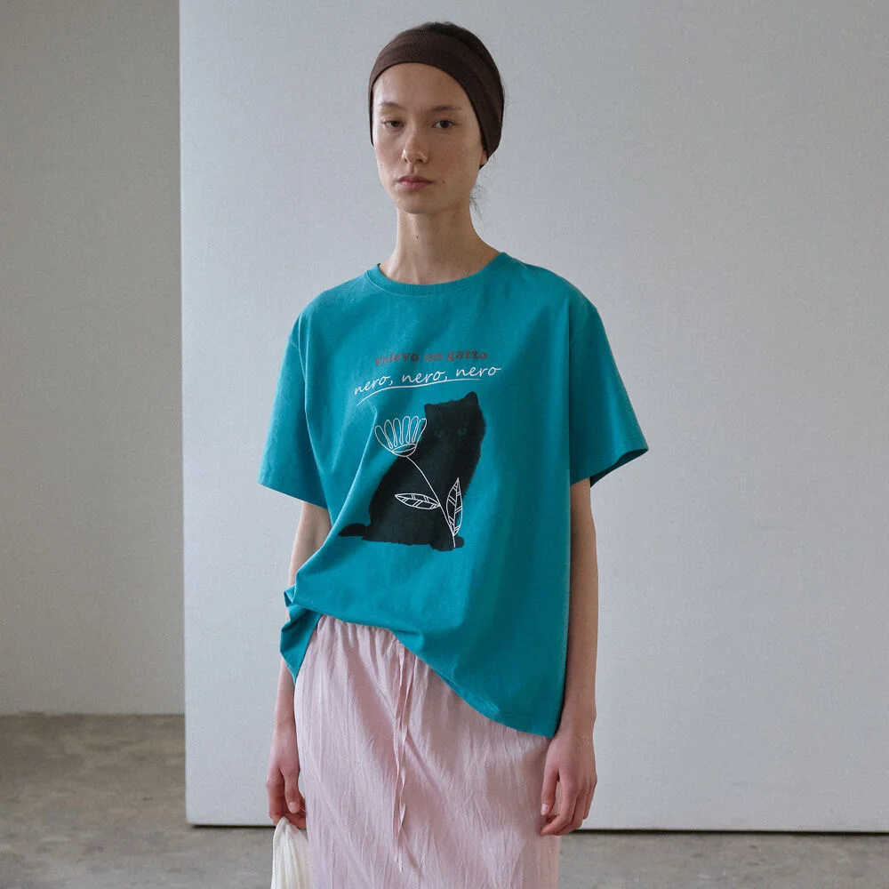 Gatto Nero T-shirt (Teal Green)