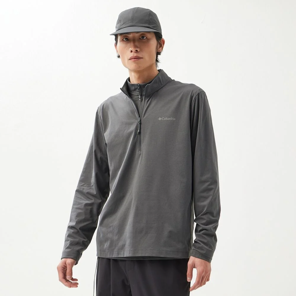 Columbia 男裝 365 山系 長袖 半拉鏈 T恤 灰色 (C71YM6592053)