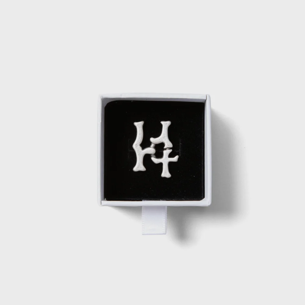 Crest Logo Brooch Silver Gray