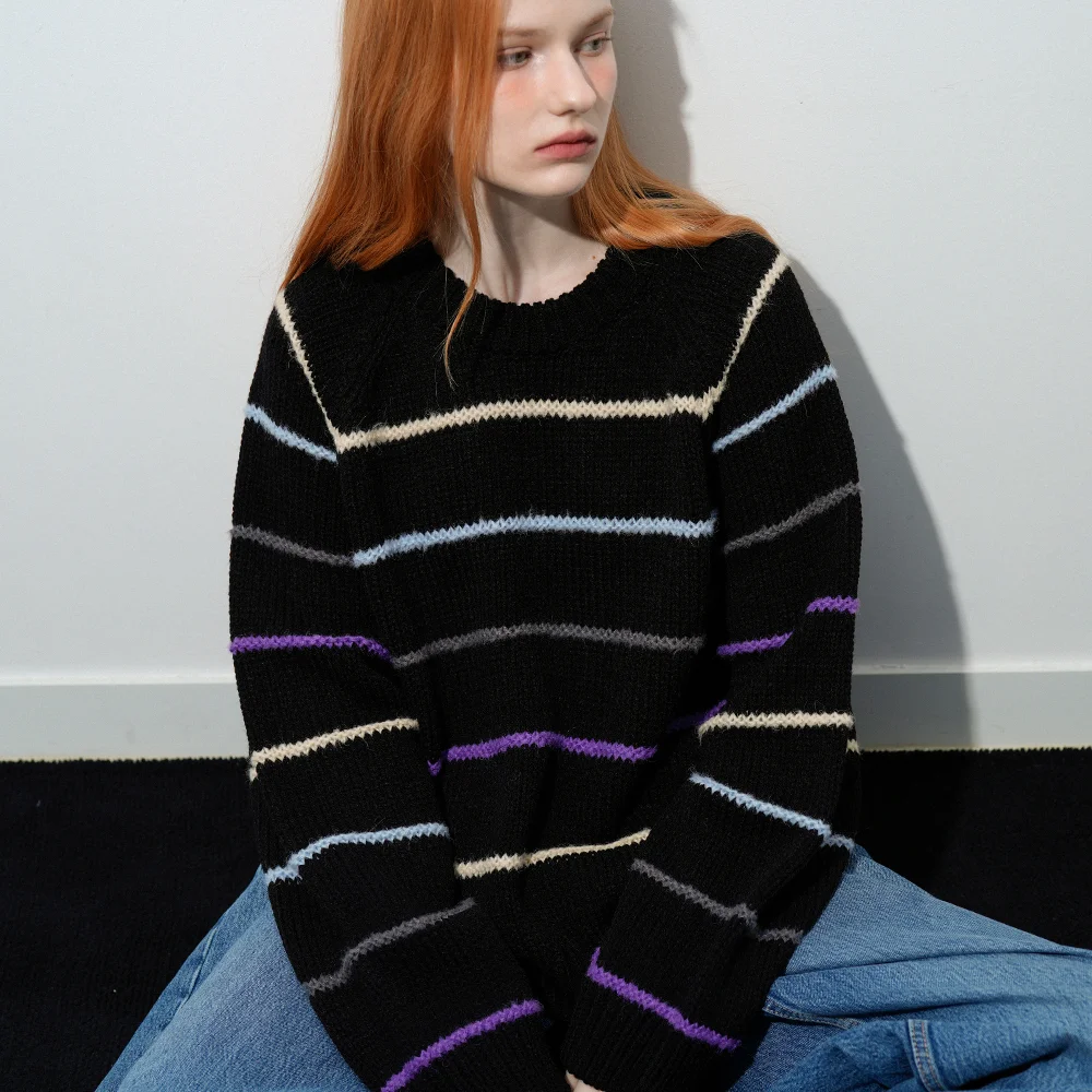 Striped Coloration Knit (Black)