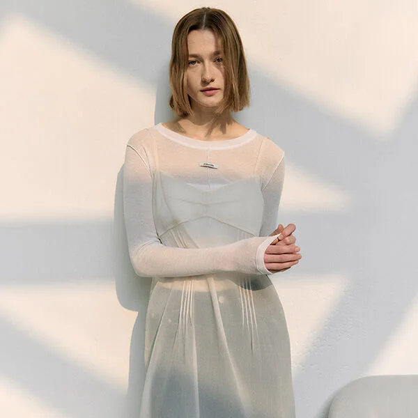 SHEER LAYERED ONEPIECE CREAM