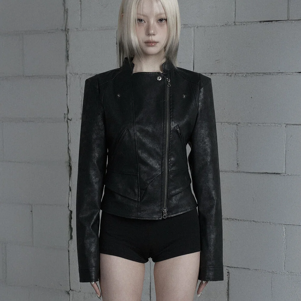 Slim Cutline Two-Way Racing Jacket (Black)