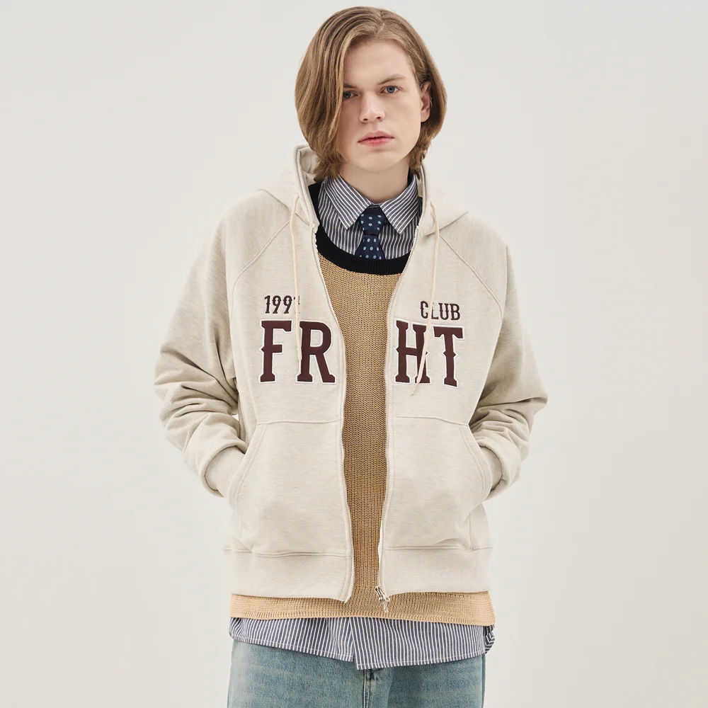 2WAY LOGO PATCH RAGLAN HOOD ZIP-UP_IVORY