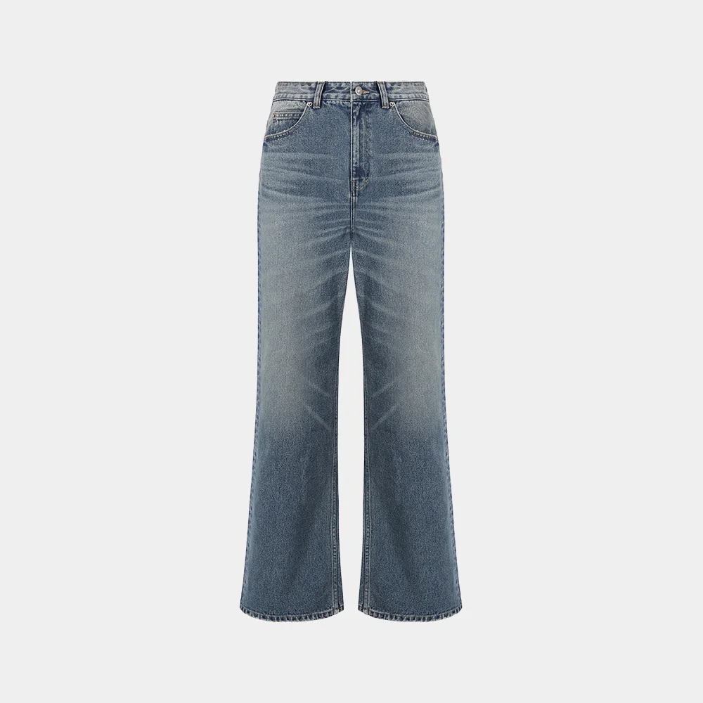 (M) WASHED STRAIGHT WIDE JEAN - INDIGO