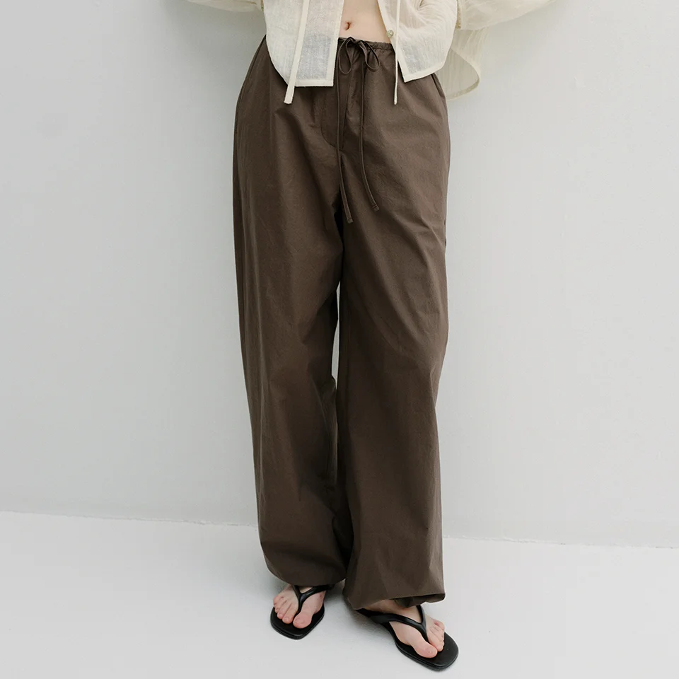 cotton banding harem pants (brown)