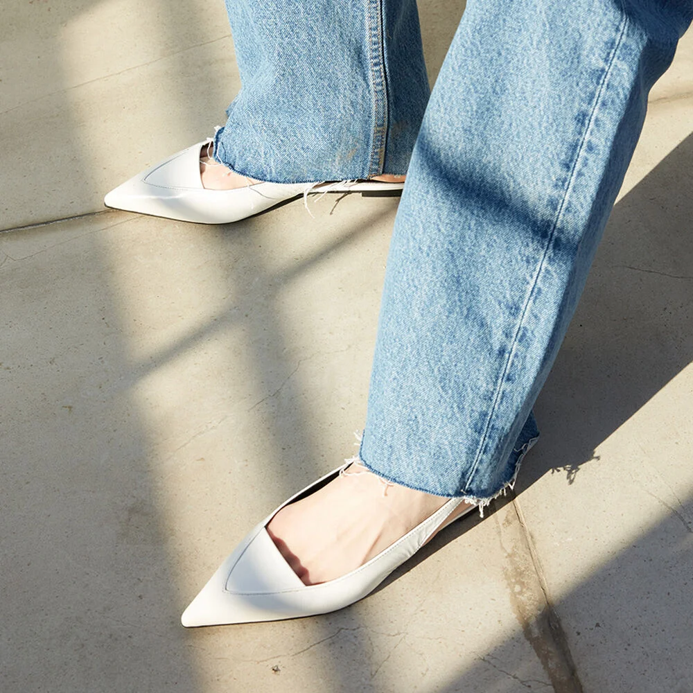 Nana Slingback Flats Leather White