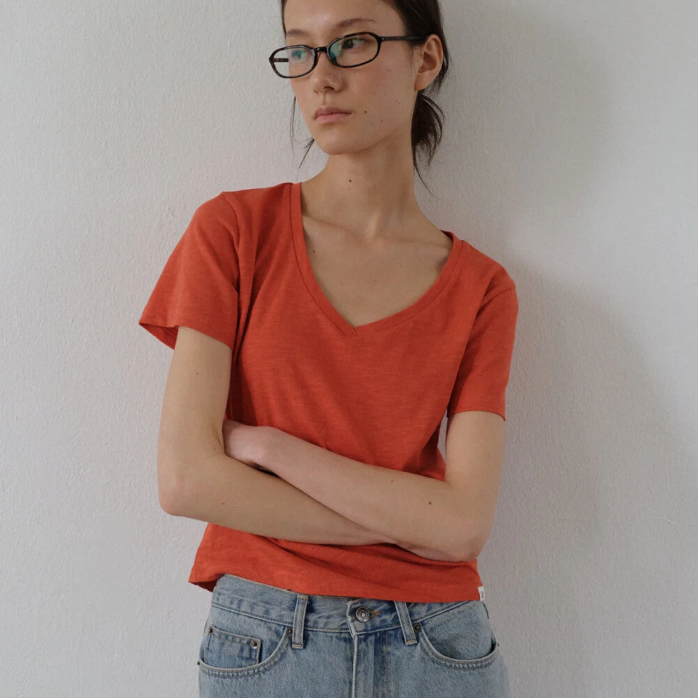 Eze V neck T-shirt (Burnt Orange)
