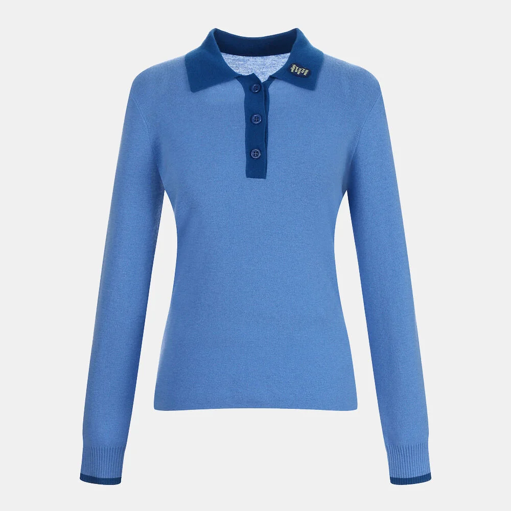 vivid collar fine wool knit_blue