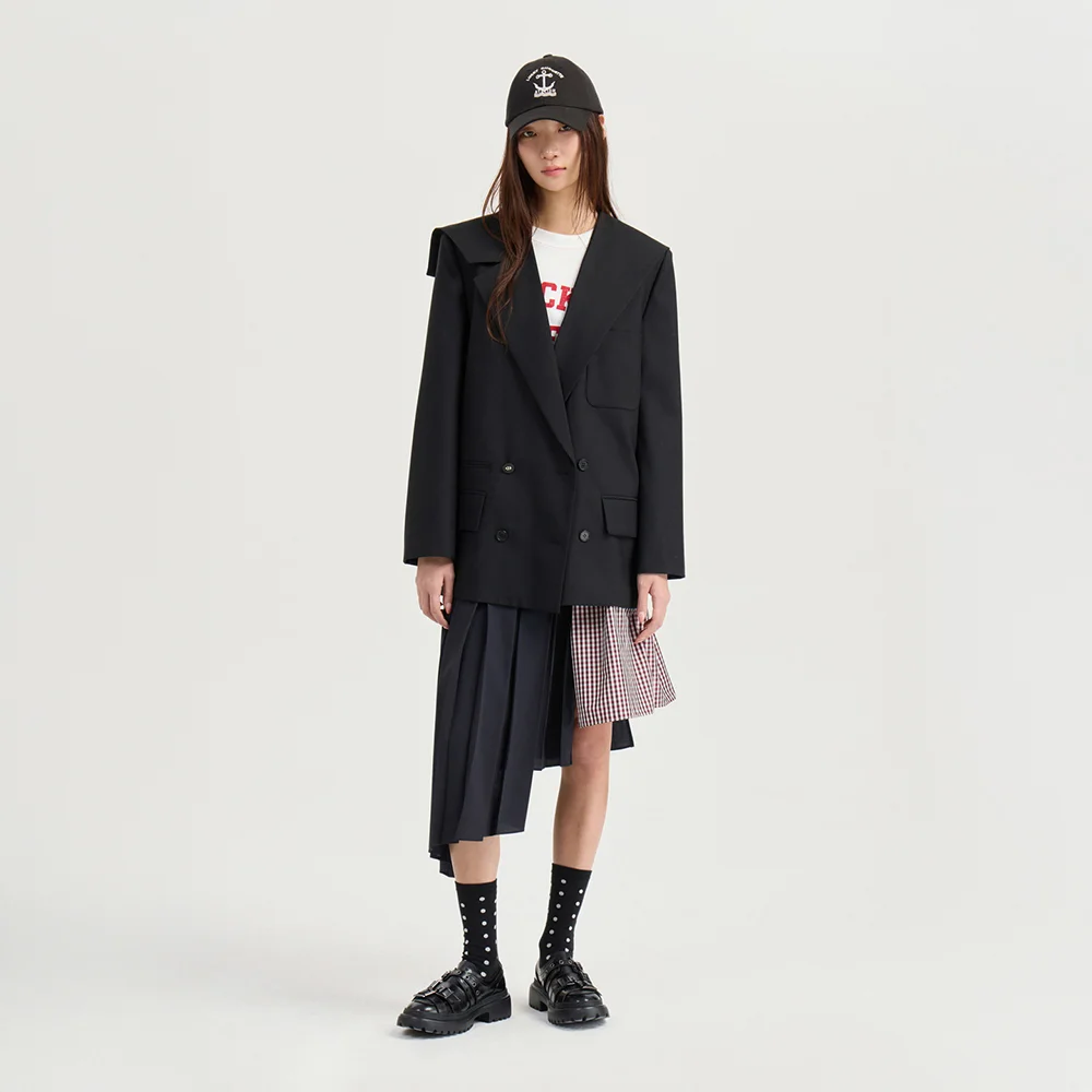 Material MIX Unbalanced Skirt (dark navy) LFKAM26810NYD