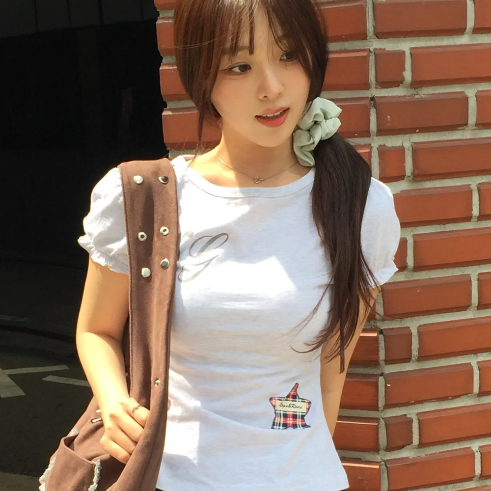 RG Lettering Check Star T-shirt White Melange