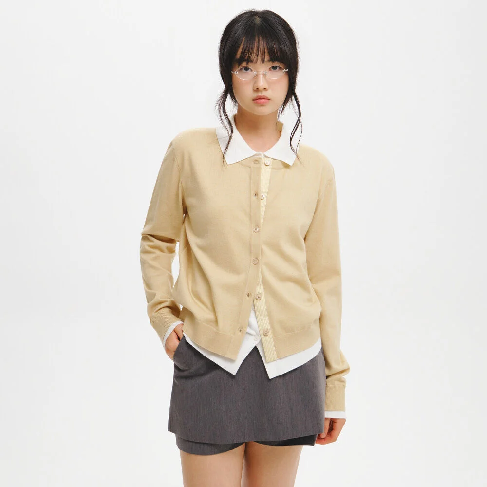 WOMAN 雙 層次 衣領 開襟外套_BUTTER / GF3LKC502