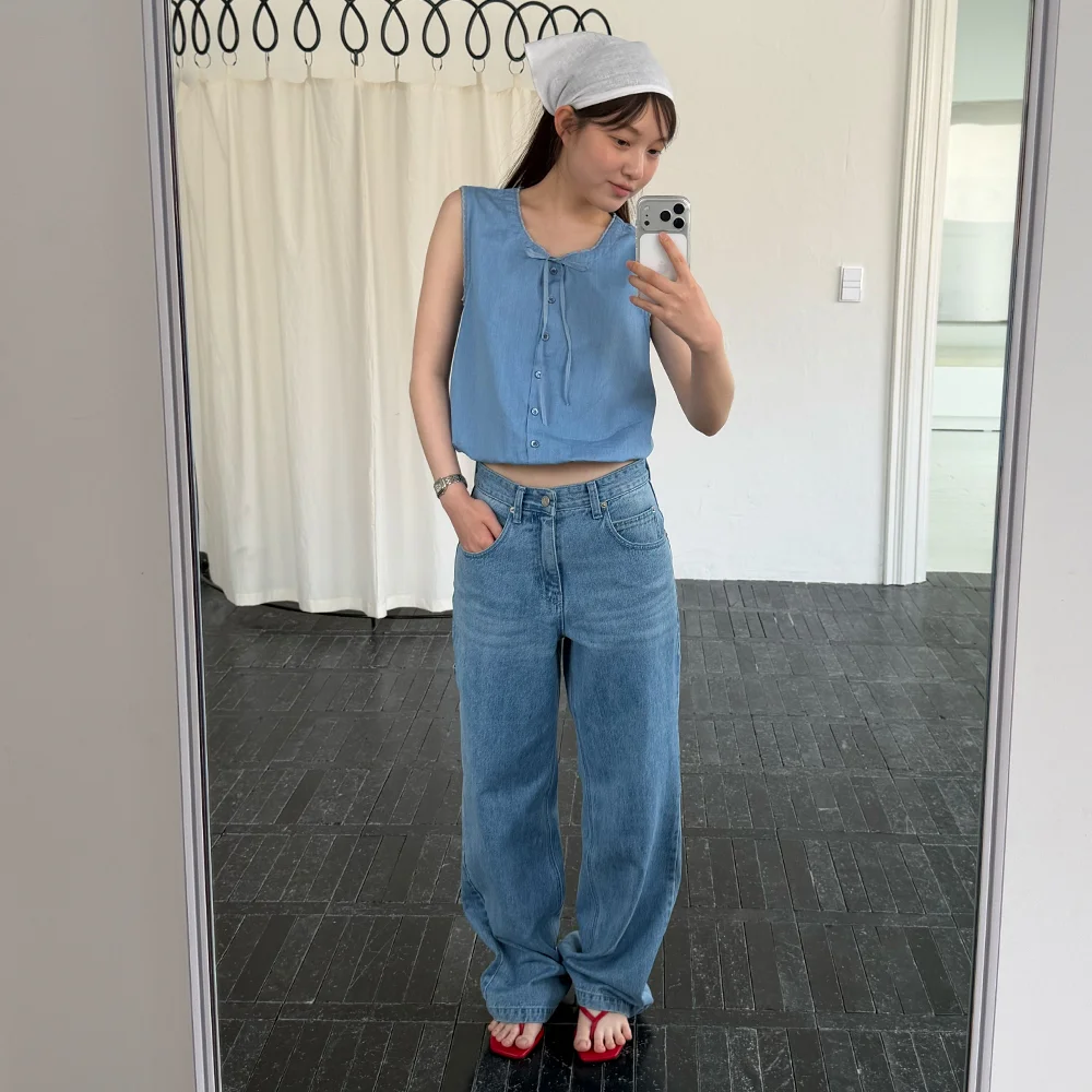 HATCH WORK DENIM PANTS (BRUSH BLUE)